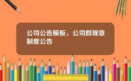 公司公告模板，公司群规章制度公告