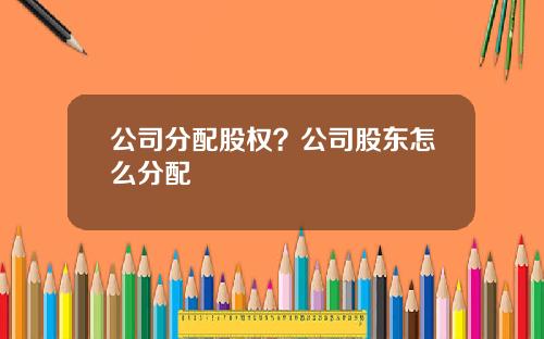 公司分配股权？公司股东怎么分配