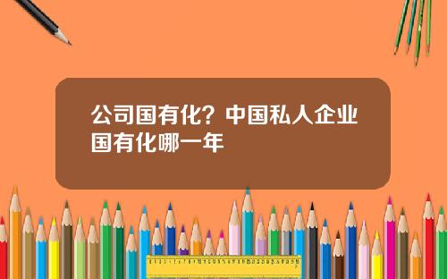 公司国有化？中国私人企业国有化哪一年