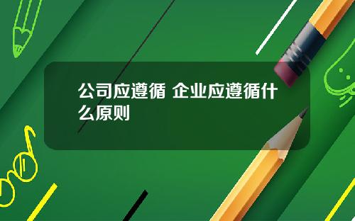 公司应遵循 企业应遵循什么原则