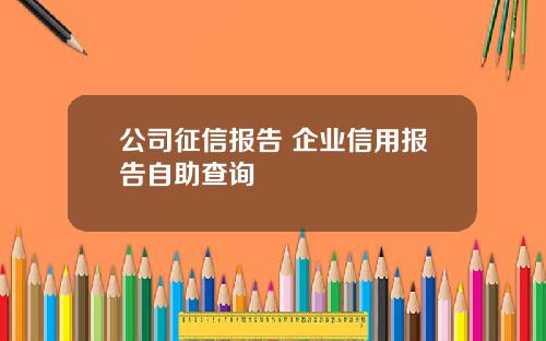 公司征信报告 企业信用报告自助查询 公司征信报告 企业信用报告自助查询