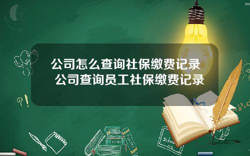 公司怎么查询社保缴费记录 公司查询员工社保缴费记录