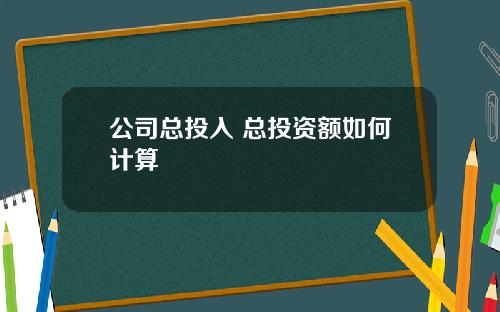 公司总投入 总投资额如何计算