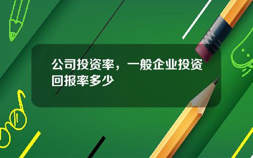 公司投资率，一般企业投资回报率多少