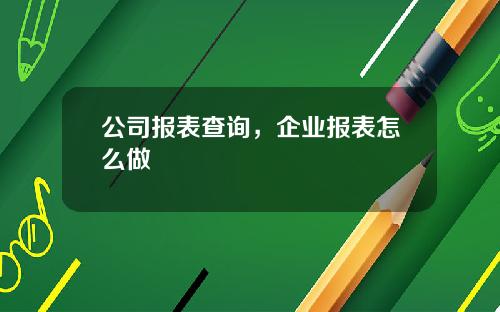 公司报表查询，企业报表怎么做