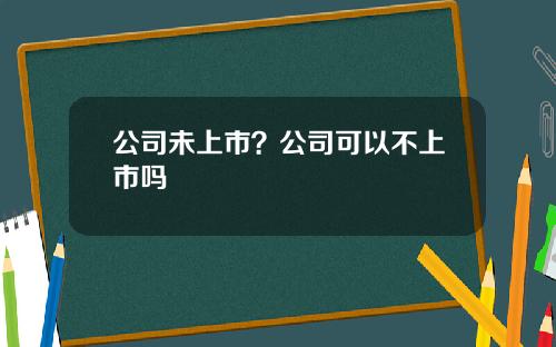 公司未上市？公司可以不上市吗