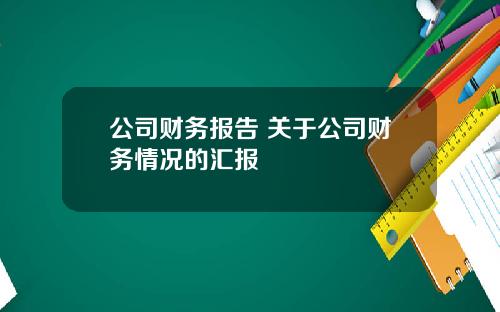 公司财务报告 关于公司财务情况的汇报