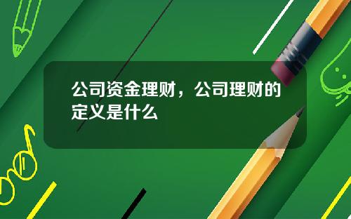 公司资金理财，公司理财的定义是什么