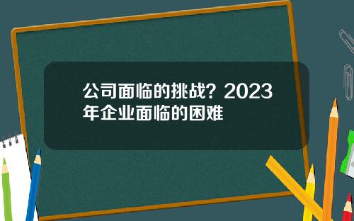 公司面临的挑战？2023年企业面临的困难