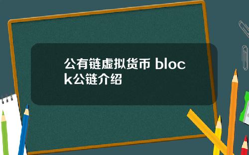 公有链虚拟货币 block公链介绍
