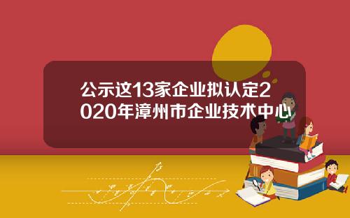 公示这13家企业拟认定2020年漳州市企业技术中心