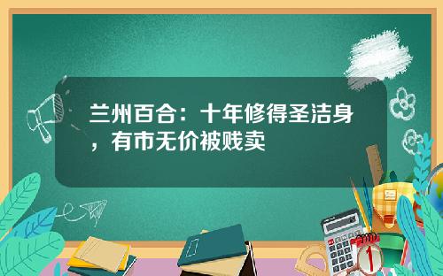 兰州百合：十年修得圣洁身，有市无价被贱卖