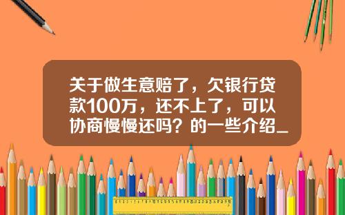 关于做生意赔了，欠银行贷款100万，还不上了，可以协商慢慢还吗？的一些介绍_1