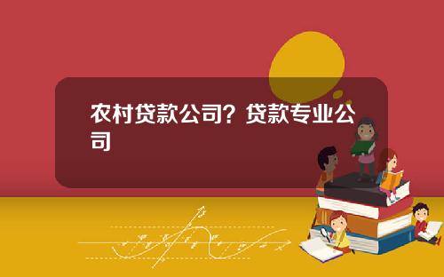 农村贷款公司？贷款专业公司