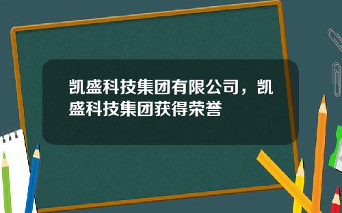 凯盛科技集团有限公司，凯盛科技集团获得荣誉