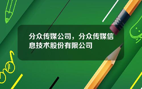 分众传媒公司，分众传媒信息技术股份有限公司