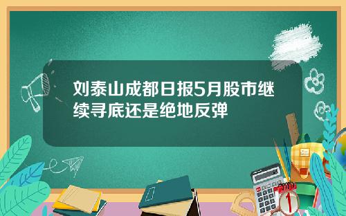 刘泰山成都日报5月股市继续寻底还是绝地反弹