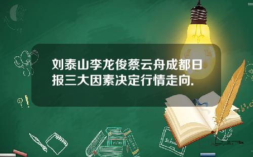 刘泰山李龙俊蔡云舟成都日报三大因素决定行情走向.