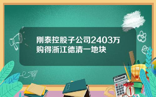 刚泰控股子公司2403万购得浙江德清一地块