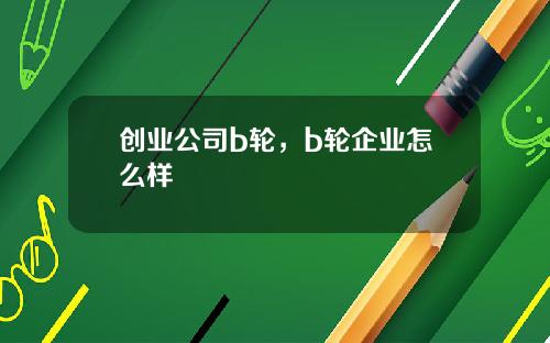 创业公司b轮，b轮企业怎么样
