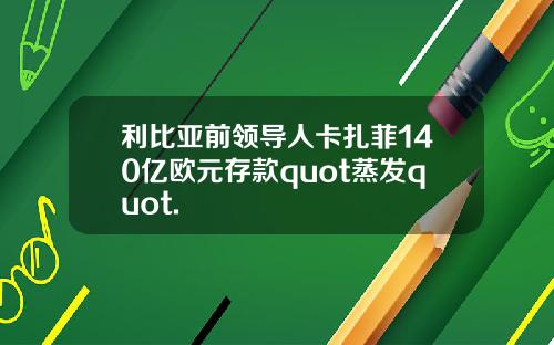 利比亚前领导人卡扎菲140亿欧元存款quot蒸发quot.
