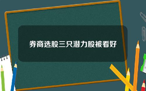 券商选股三只潜力股被看好