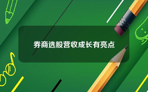 券商选股营收成长有亮点 券商选股营收成长有亮点