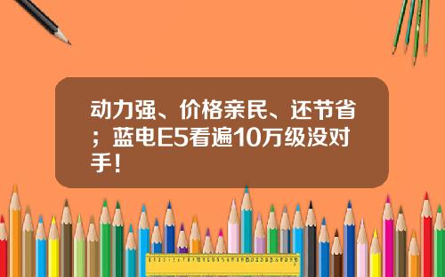 动力强、价格亲民、还节省；蓝电E5看遍10万级没对手！