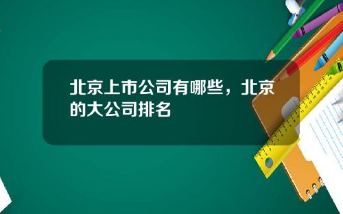 北京上市公司有哪些，北京的大公司排名
