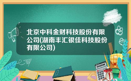 北京中科金财科技股份有限公司(湖南丰汇银佳科技股份有限公司)