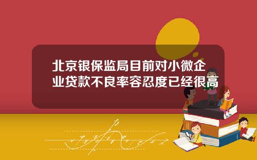 北京银保监局目前对小微企业贷款不良率容忍度已经很高