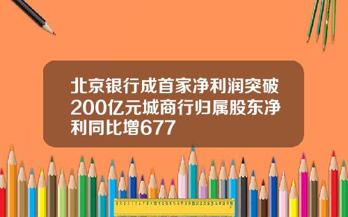 北京银行成首家净利润突破200亿元城商行归属股东净利同比增677