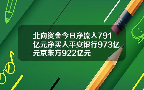 北向资金今日净流入791亿元净买入平安银行973亿元京东方922亿元