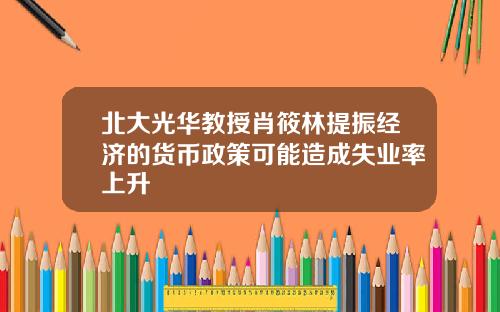 北大光华教授肖筱林提振经济的货币政策可能造成失业率上升