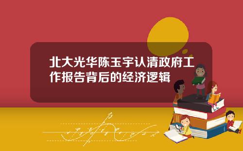 北大光华陈玉宇认清政府工作报告背后的经济逻辑