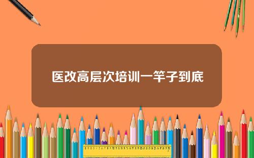 医改高层次培训一竿子到底