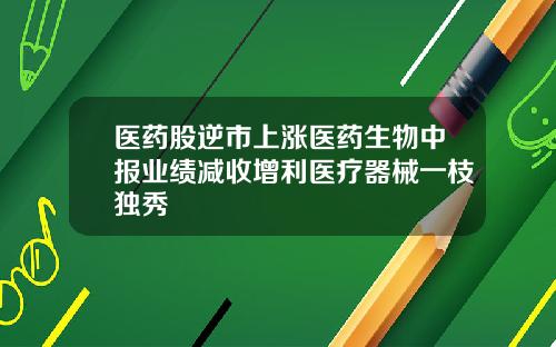 医药股逆市上涨医药生物中报业绩减收增利医疗器械一枝独秀