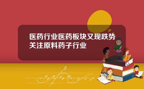 医药行业医药板块又现跌势关注原料药子行业