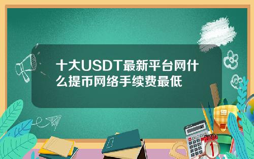 十大USDT最新平台网什么提币网络手续费最低