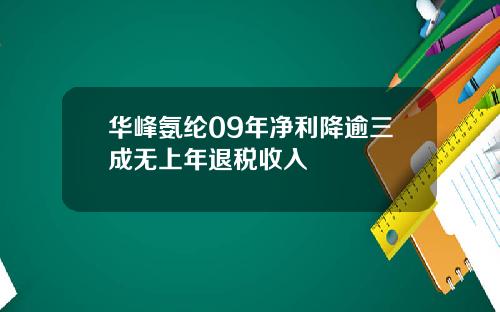 华峰氨纶09年净利降逾三成无上年退税收入