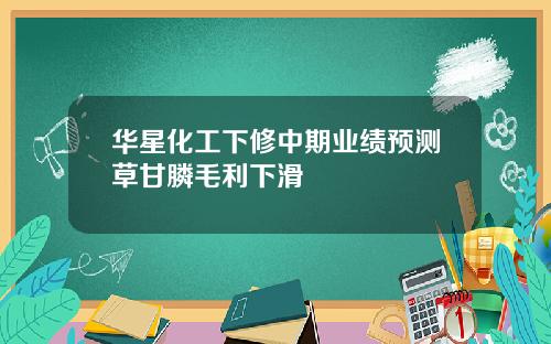 华星化工下修中期业绩预测草甘膦毛利下滑