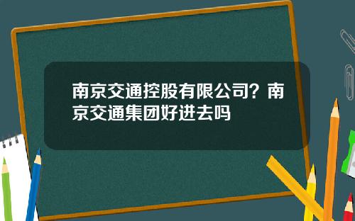 南京交通控股有限公司？南京交通集团好进去吗