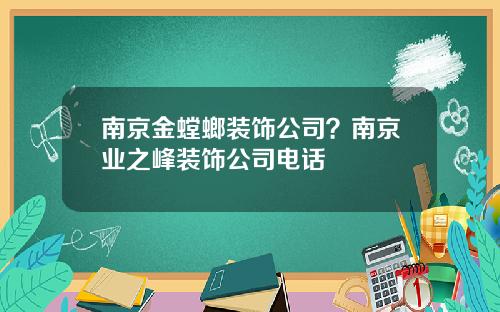 南京金螳螂装饰公司？南京业之峰装饰公司电话