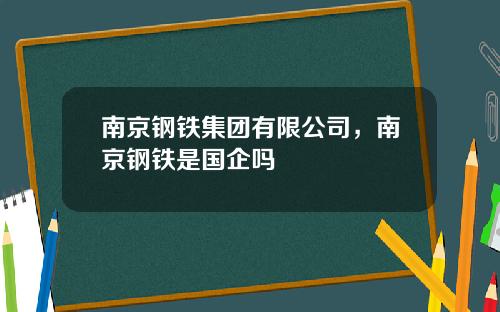 南京钢铁集团有限公司，南京钢铁是国企吗