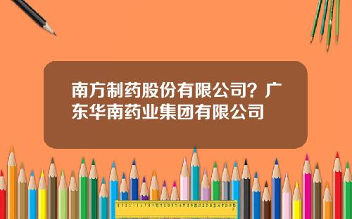 南方制药股份有限公司？广东华南药业集团有限公司