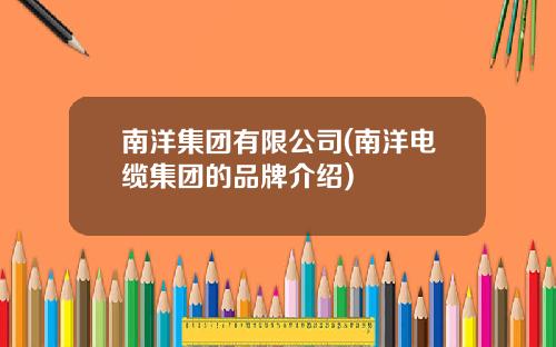 南洋集团有限公司(南洋电缆集团的品牌介绍)
