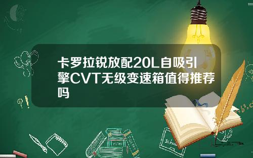 卡罗拉锐放配20L自吸引擎CVT无级变速箱值得推荐吗