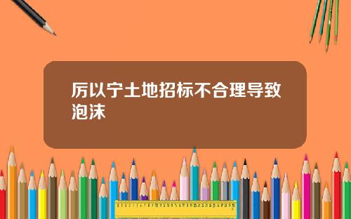 厉以宁土地招标不合理导致泡沫