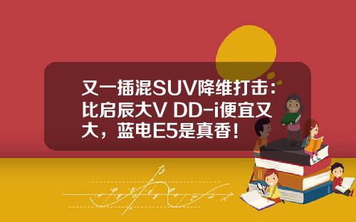 又一插混SUV降维打击：比启辰大V DD-i便宜又大，蓝电E5是真香！