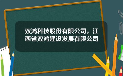双鸿科技股份有限公司，江西省双鸿建设发展有限公司